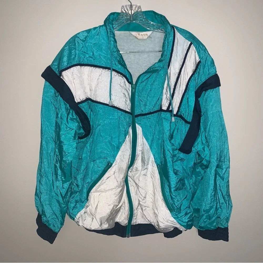 Vintage raam blue white windbreaker lined L